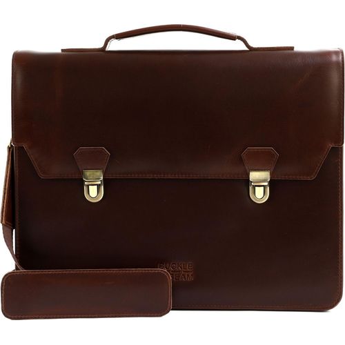 BUCKLE & SEAM Aktentasche Laptoptasche mit Laptopfach Notes Briefcase Brown / Blu braun