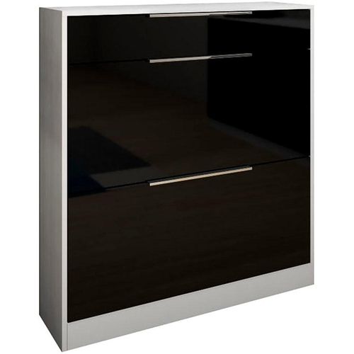 Schuhschrank BORCHARDT MÖBEL, weiß matt, schwarz hg, B:89cm H:96cm T:24cm, Schränke, Stehende Montage, Wandmontage & Glasböden unter Mehr aus der Serie