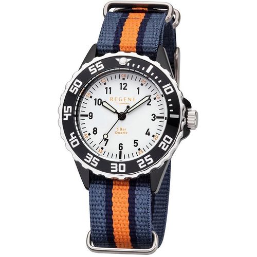 Quarzuhr REGENT, blau (orange, blau), Armbanduhren, Kinder, Armbanduhr, Kinderuhr, Lernuhr, Jungen, Schulanfang, Geschenkidee