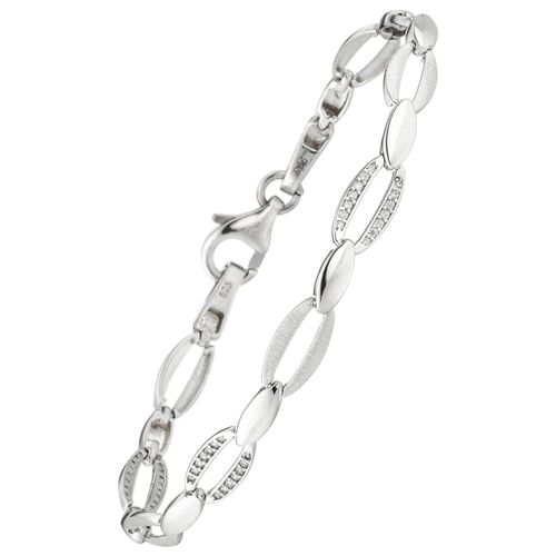 Armband JOBO, silber (silber 925, weiß), Armbänder, Damen, Silber 925 (Sterlingsilber), 925 Silber mit 70 Zirkonia 18,5 cm