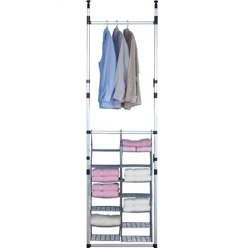 Teleskopregal RUCO, schwarz (aluminiumfarben, silber, schwarz), B:70cm H:250cm T:30cm, Aluminium, Regale, Aluminium/Kunststoff, höhenverstellbar von 250 - 300 cm