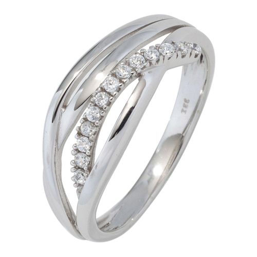 Goldring JOBO Gr. 58, weiß (weißgold 333), Fingerringe, Damen, 58, Weißgold 333, 333 Weißgold mit 13 Zirkonia