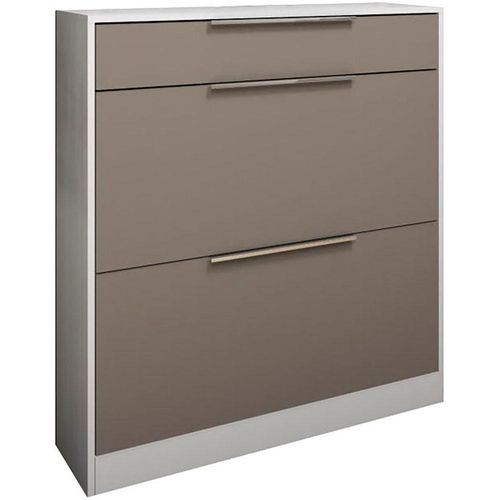 Schuhschrank BORCHARDT MÖBEL, weiß matt, cappuccino congo, B:89cm H:96cm T:24cm, Schränke, Stehende Montage, Wandmontage & Glasböden unter Mehr aus der Serie