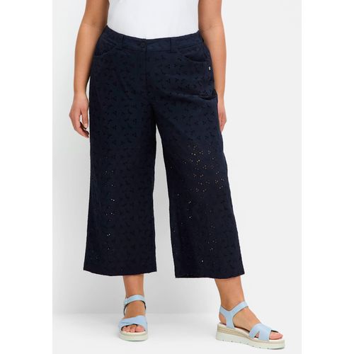 Culotte SHEEGO, Damen, Gr. 58, Normalgrößen, blau (tiefblau), 100% Baumwolle, Hosen