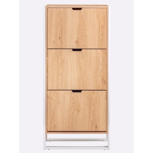 Schuhschrank HEINE HOME, beige (natur, weiß), B:64cm H:139,5cm T:27cm, MDF, Metall, Schränke