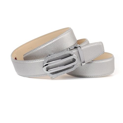 Ledergürtel ANTHONI CROWN, Damen, Gr. 105, silber, Rindsleder, unifarben, casual, Gürtel, in glänzender Optik, leicht bombiert mit auffallender Schließe