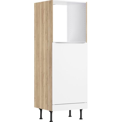 Backofenumbauschrank KOCHSTATION "KS-Aken", weiß (weiß, wildeiche nachbildung), B:60cm H:176,6cm T:58,4cm, Schränke, Backofenumbauschrank