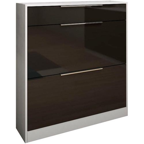 Schuhschrank BORCHARDT MÖBEL, weiß matt, graphit hg, B:89cm H:96cm T:24cm, Schränke, Stehende Montage, Wandmontage & Glasböden unter Mehr aus der Serie