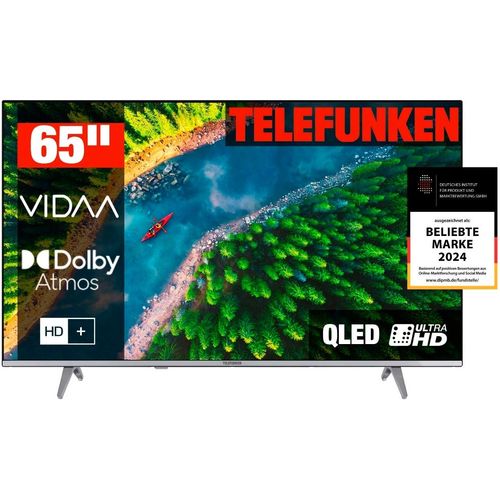 TELEFUNKEN QLED-Fernseher "D65Q750M8CW", E (A-G), schwarz, 65, Fernseher