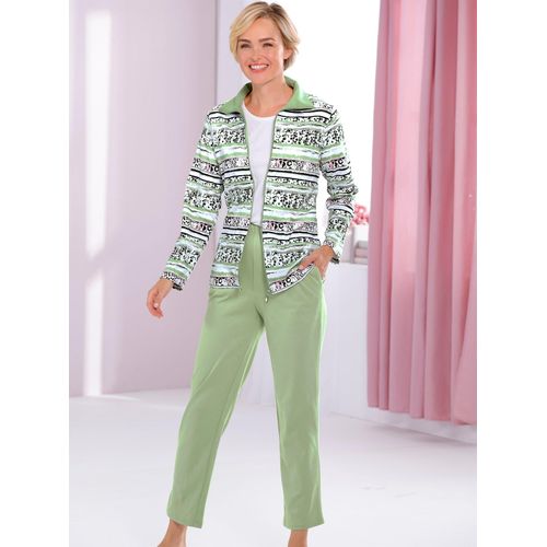 Hausanzug FEEL GOOD, Damen, Gr. 22/23, grün (eucalyptus, bedruckt), 60% Baumwolle, 40% Polyester, Langarm, Homewear-Sets
