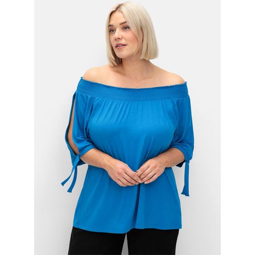 Carmenshirt SHEEGO, Damen, Gr. 52, blau (kobaltblau), Shirts