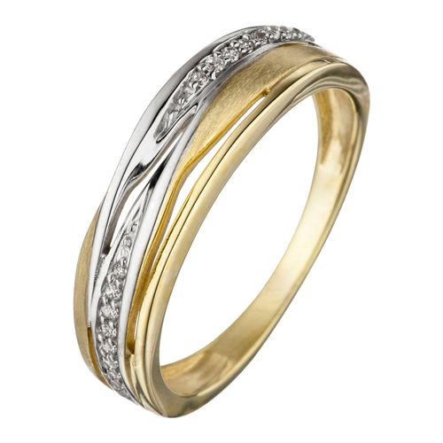 Goldring JOBO Gr. 52, gold (gelbgold 333), Fingerringe, Damen, 52, Gelbgold 333, 333 Gold bicolor mit 18 Zirkonia