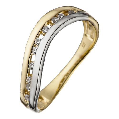 Goldring JOBO Gr. 50, gold (gelbgold 333), Fingerringe, Damen, 50, Gelbgold 333-Weißgold 333, Gelbgold 333, Weißgold 333, 333 Gold bicolor mit 10 Zirkonia