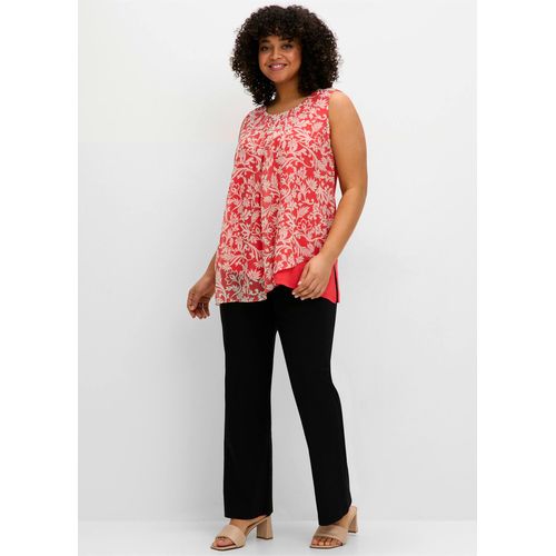 Blusentop SHEEGO, Damen, Gr. 40, orange (hummer, gemustert), 100% Polyester, Blusen