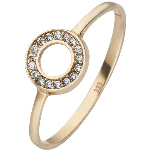 Fingerring JOBO Gr. 56, gold (gelbgold 333, weiß), Fingerringe, Damen, 56, Gelbgold 333, 333 Gold mit 21 Zirkonia