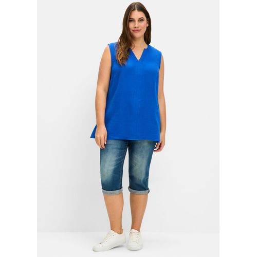 Blusentop SHEEGO, Damen, Gr. 40, blau (kobaltblau), 100% Baumwolle, Blusen