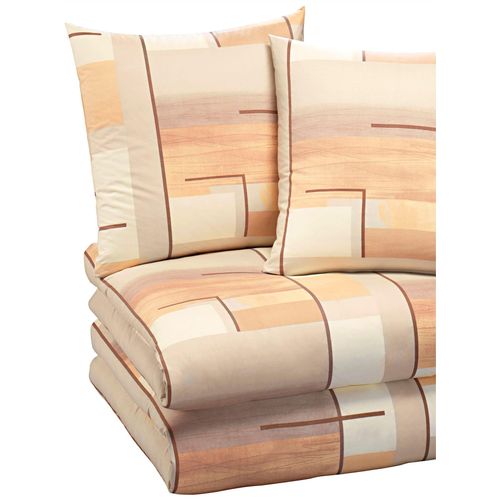 Bettwäsche BIBERNA Gr. 1, beige, B/L: 135cm x 200cm, 4-teilige Garnitur St., 4-teilige Garnitur St., Feinbiber, B/L: 80cm x 80cm, Feinbiber, 100% Baumwolle, Bettwäsche