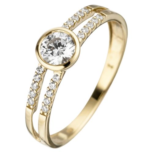 Goldring JOBO Gr. 54, gold (gelbgold 333), Fingerringe, Damen, 54, Gelbgold 333, 333 Gold mit Zirkonia