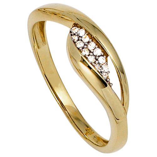 Goldring JOBO Gr. 56, gold (gelbgold 333), Fingerringe, Damen, 56, Gelbgold 333, 333 Gold bicolor mit 13 Zirkonia