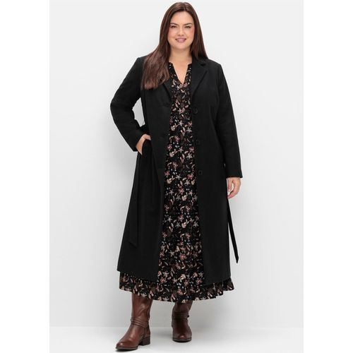 Wollmantel SHEEGO, Damen, Gr. 52, schwarz, 90% Polyester, 10% Wolle, Mäntel