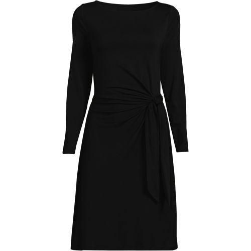 Jerseykleid mit U-Boot-Ausschnitt, Damen,  Schwarz, Baumwolle Modal, by Lands' End