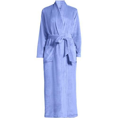 Bademantel aus Plüsch-Fleece, Damen,  Blau, Polyester, by Lands' End