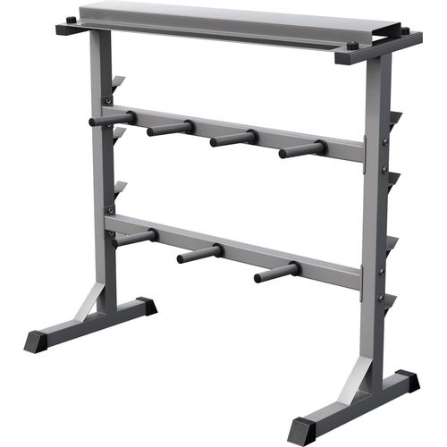 GORILLA SPORTS® Hantelablage - 3 Ebenen, 30mm, bis 400 kg, Stahl, Silber - Gewichteständer, Hantelscheibenständer, Hantelscheibenablage, Hantelständer, Langhantelablage, Langhantelständer