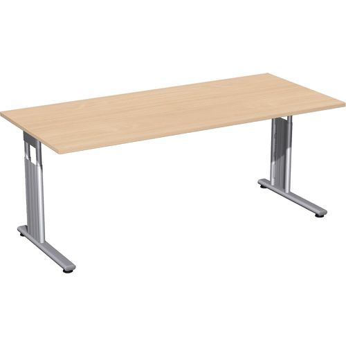 C-Fuß Flex Schreibtisch, gerade, höhenverstellbar, verschiedene Größen und Farben, Farbe Nachbildung Ahorn, Größe Tischplatte:180 x 80 cm
