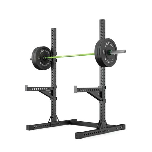 ATLETICA R7 Squat Rack | Force Set | 223 cm Höhe | Hantelstange, 70 kg Bumper Plates, Spotter Arms und J-Hooks inkl.