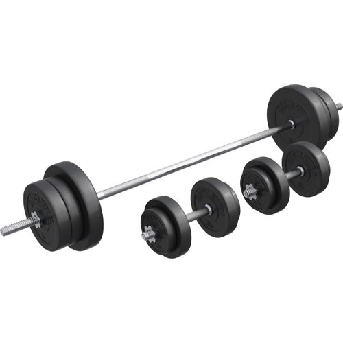 GORILLA SPORTS® Hantelset - 70kg, Langhantelstange 170cm, Gewichte 4x1,25kg / 4x2,5kg / 4x5kg / 2x10kg, 2x Kurzhanteln 30mm, mit 6 Sternverschlüssen, Kunststoff - Hantel Set, Kurzhantelset, Hanteln