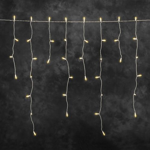 Konstsmide - LED Eisregen Lichtervorhang, 400 bernsteinfarbene Dioden, 31V_Außentrafo, weißes Kabel- 2762-802