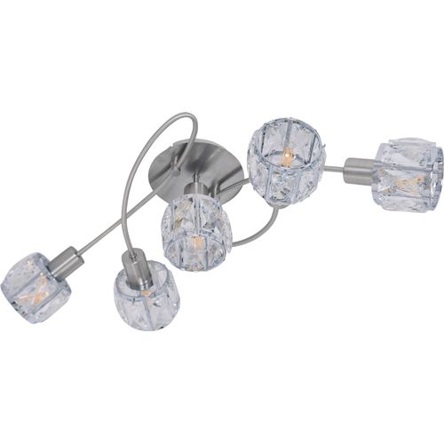 Näve Leuchten LED Deckenleuchte JOSEFA mit E14 LED Deckenleuchte JOSEFA mit E14 Deckenleuchten - 5er-LED-Deckenleuchte E14 "JOSEFA", Deckenlampe im Retro Style, aus Metall und Glas in stahl-blank, 61 x 36 x 21 cm, E14-Fassung