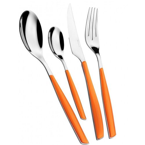 BESTECKSET 24er Set für 6 Personen Edelstahl Tafel Besteck Orangefarben BUGATTI
