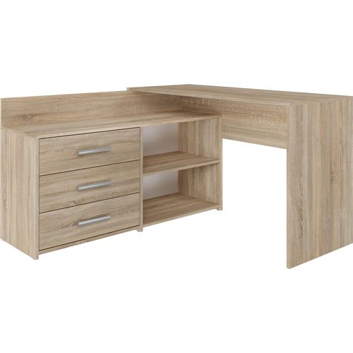 ADGO, Eck Schreibtisch Groß und Kommode Dany, 120x50x76, Sonoma-eiche