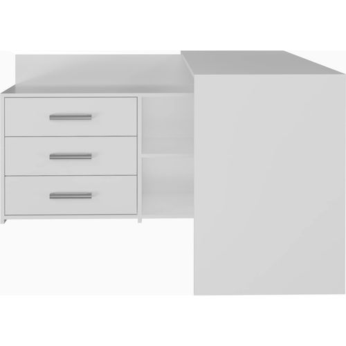 ADGO, Eck Schreibtisch Groß und Kommode Dany, 120x50x76, Weiß Matt
