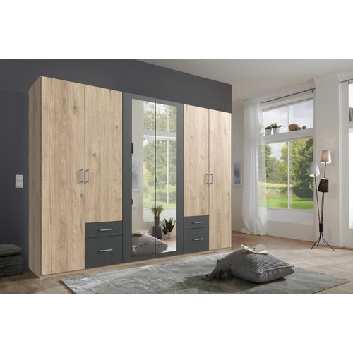 Drehtürenschrank ></noscript>Freiburg< in HICKORY OAK + GRAPHIT - 270x208x58cm (BxHxT)