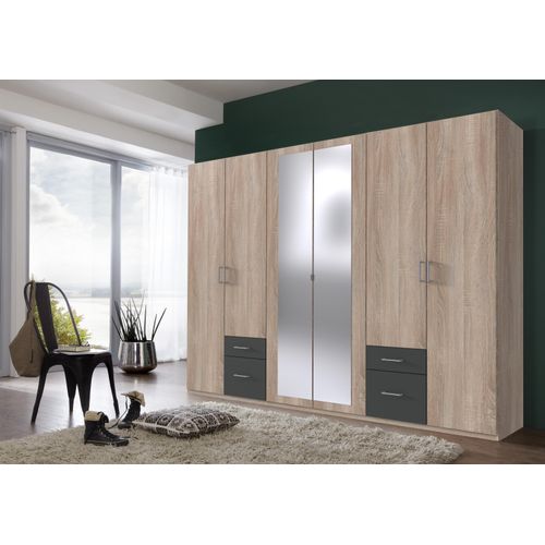 Drehtürenschrank ></noscript>Freiburg< in EICHE SAEGERAU + GRAPHIT - 270x208x58cm (BxHxT)