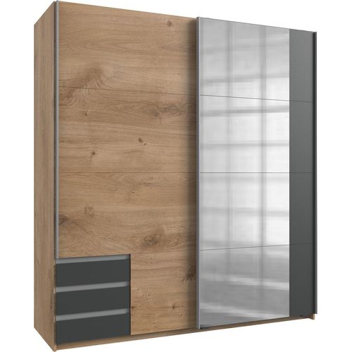 Kleiderschrank Schwebetürenschrank Plankeneiche - grau 180 cm - EMDEN - Die Möbelfundgrube