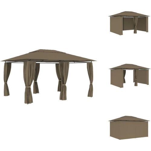 vidaXL Gartenzelt mit Vorhängen 4x3 m Taupe 180 g/m² - Pavillons & Partyzelte