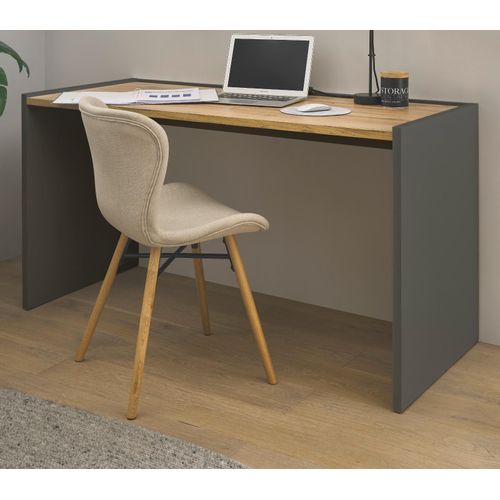 Schreibtisch Center in matt grau und Wotan Eiche, Büro Laptoptisch 143 x 62 cm