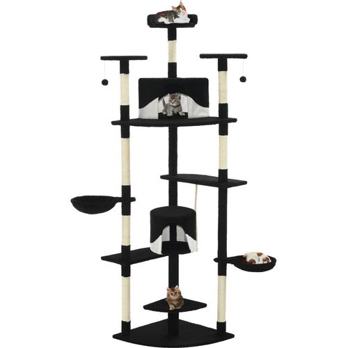 Katzen-Kratzbaum mit Sisal-Kratzsäulen 203 cm Schwarz und Weiß