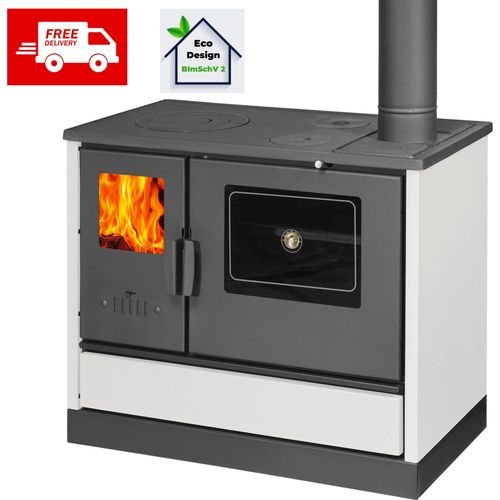 Küchenofen Balkan Energy mit Backofen und Kochplatte, Modell 4020-Weiß, Leistung 7.9kW