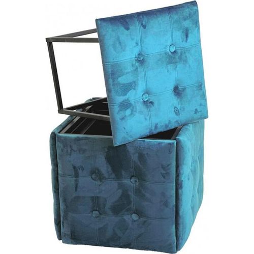 Puff-Transformator 5in1 - 5 Hocker in 1 Pouffe blauer Samt