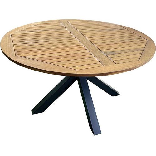 Gartentisch rund 130cm, Stahl + Akazie
