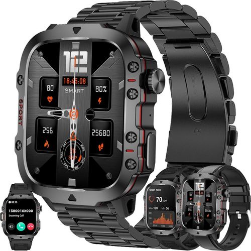Smartwatch Herren mit Telefonfunktion, 5ATM Wasserdicht 1,96