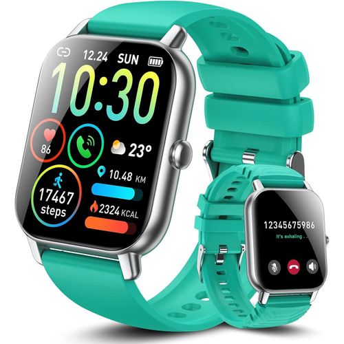 Smartwatch Damen Herren mit Telefonfunktion,1,85 Zoll Touchscreenwasserdicht/Schrittzähler, Herzfrequenz-/Schlafmonitor,112 Sportmodi,Android IOS