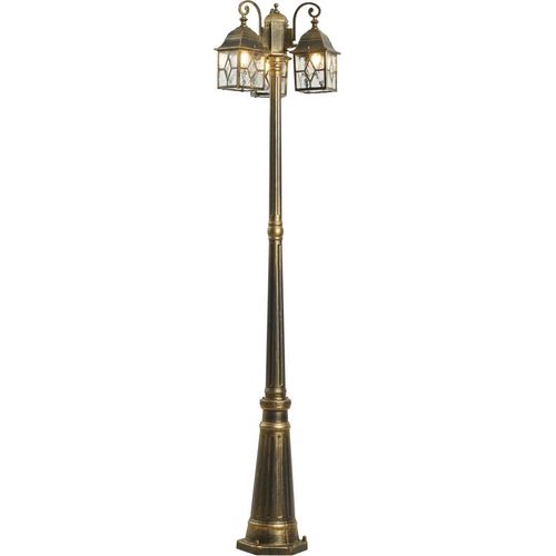 QAZQA - Klassisch I Antik Klassische Außenlaterne AntikGold I Messing mit klarem Glas 198cm IP44 - London I Außenbeleuchtung - Aluminium Länglich - LED geeignet E27