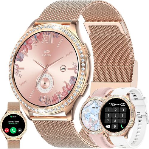 Frauen in Smartwatch -Telefonfunktion von Frauen, 1,32 -Zoll -AMOLED Fitness Smart Watch Tracker 123 Sportmodi Aktivität Blutdruck Schlafmonitor Schri