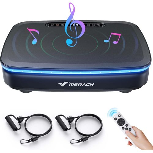 Vibrationsplatte mit 99 Stufen, 7 Programmen, LED, Fernbedienung, Bluetooth, Widerstandsbänder, 150W, Ganzkörpertraining & Formung, schwarz