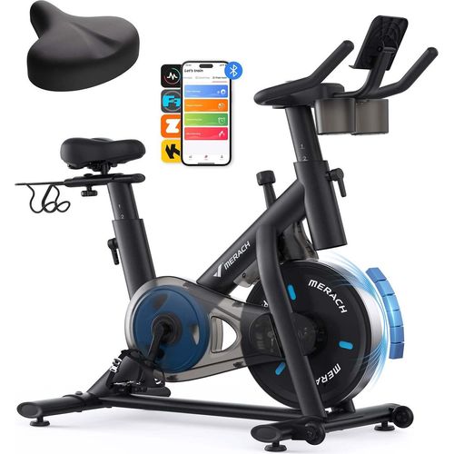 Heimtrainer Fahrrad mit magnetischem Widerstand – leiser Ergometer mit LCD, App, Tablet-Halter, Hantelrack, verstellbarem Sitz, bis 122 kg